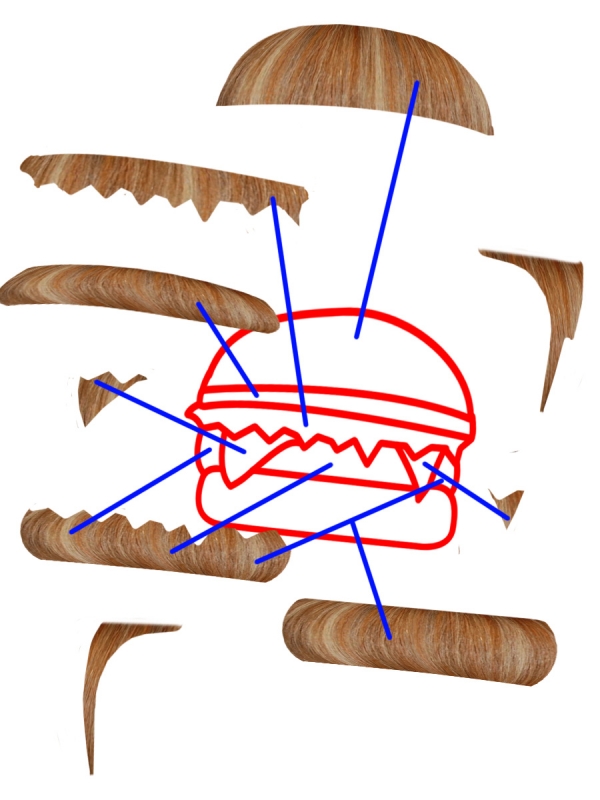 Creation of hamburger hair anyone??: Step 1